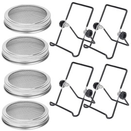 Lulonpon 4 Pieces Sprouting Lids, 304 Stainless Steel Screen Sprout Lids with Stand for 86mm Caliber Jar,for Sprouting, Sprouting Seeds, Sprouting Kit