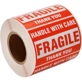 FoxYaye 50 Fragile Handle with Care 2x3" Stickers Packaging Box Safety Mailing Labels, Small Business Supplies