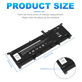 8N0T7 TMFYT Laptop Battery for Dell XPS 15 9575 2-in-1 Precision 5530 2-in-1 Series P73F001 15-9575-D1805TS D1605TS D2801TS D2605TS i5-8305G i7-8705G 2-in-1 Notebook 08N0T7 0TMFYT P73F D69V4 451-BCJG