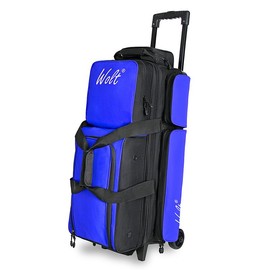 WOLT | 3 Ball Bowling Bags with Wheels,3 Ball Bowling Bag with Separate Shoe Compartment,Ultra-large Capacity Bowling Ball Bag with Accessory Pocket, Retractable Handle extends to 38’’ - Color: Blue