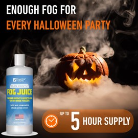 Essential Values Fog Machine Liquid - Long-Lasting Fog Juice 32 Fl Oz - Smoke Machine Liquid - Medium Density Smoke for Water-Based Foggers - For 400-1500 Watt Machines