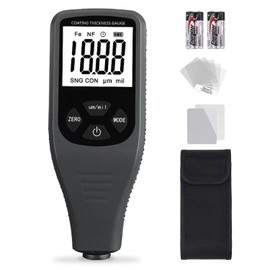 Coating Thickness Gauge Digital Paint Thickness Gauge with Sensor for Automatic Fe-NF Measurement Measuring Range 0-1500um (0-59.1mil) Automotive Car Paint Depth Gauge Test LCD Backlight