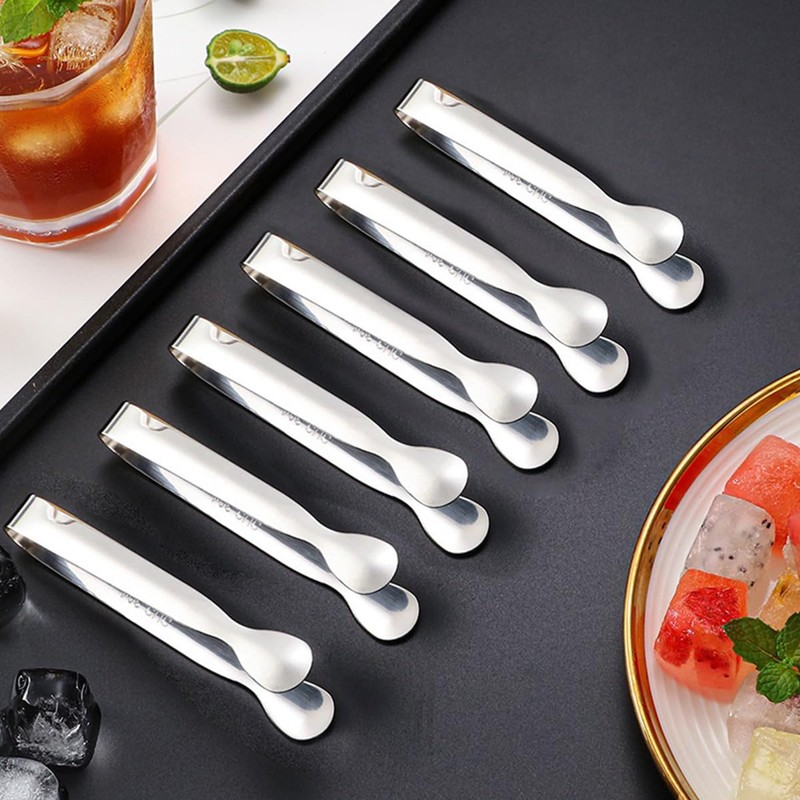 6 Pcs Ice Tongs,Stainless Steel Mini Tong,Durable Serving Tongs,Small Serving