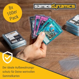 GamesDynamics Soft Sleeves 8 x Pack of 100 Transparent I Card Sleeves in Standard Size I Card Sleeves Acid Free I Toploader Playing Card Sleeves as Outer Sleeve