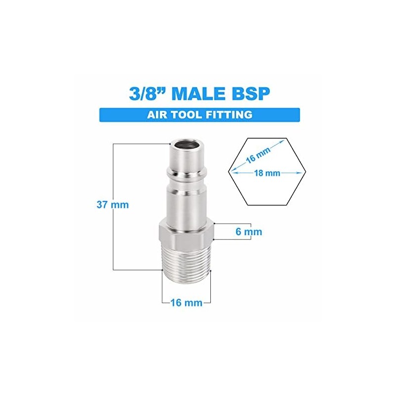 ERGAOBOY 10 Pcs 3/8" BSP Thread Male Thread Industrial Steel