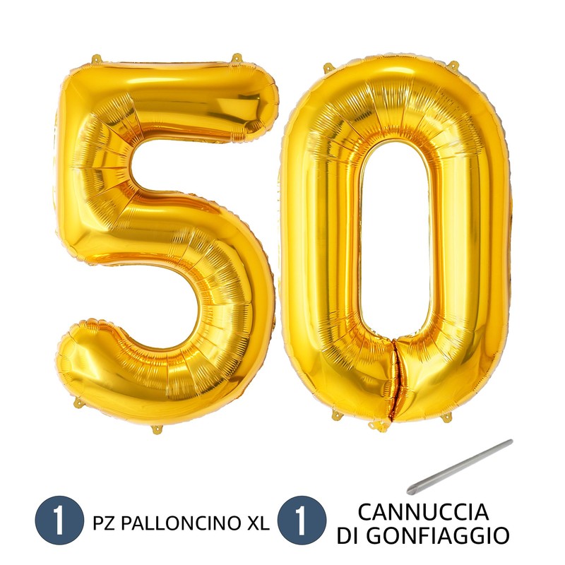 FUNFEST Palloncini 50° Compleanno Oro – Gigante 100cm