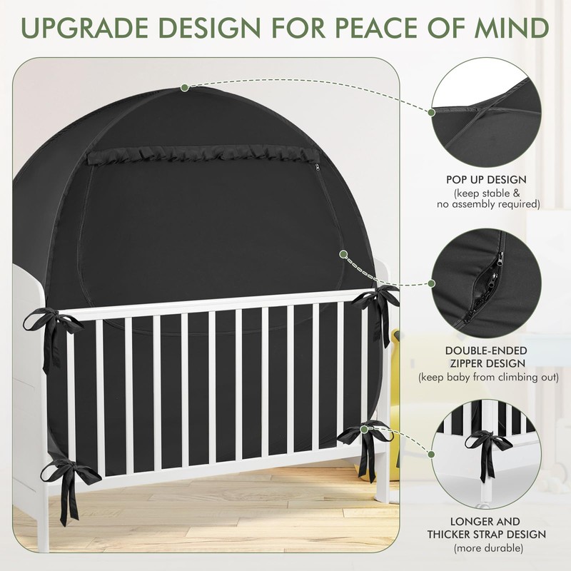 Crib Blackout Tent for Pack N Play, Pop Up Travel