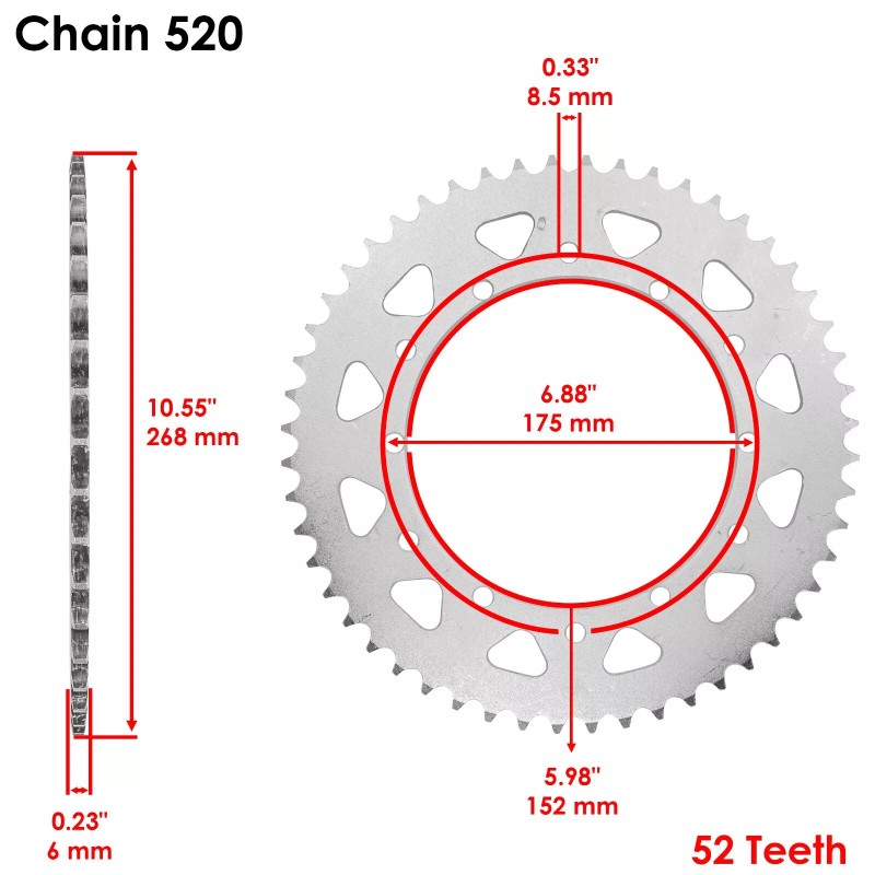 Caltric Red Drive Chain And Sprocket Kit for Yamaha Tt500
