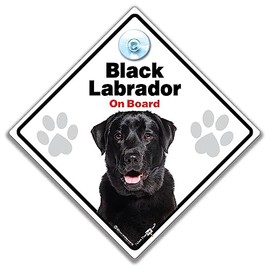 Black Labrador Car Sign, Dog Car Sign, Dog on Board, Black Lab Car Sign, Labrador Dog Sign, Fur Baby Sign, Warning Sign with Suction Cup for Notification of Dog in Vehicle, 14
