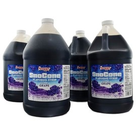 Snappy Grape Sno Cone Syrup, 4-1 Gallon (128 ounces) Size, 4 Pack, Ready to Use For Snow Cone Machines, Flavored Syrup for Shaved Ice, 14 Snow Cone Flavor Options