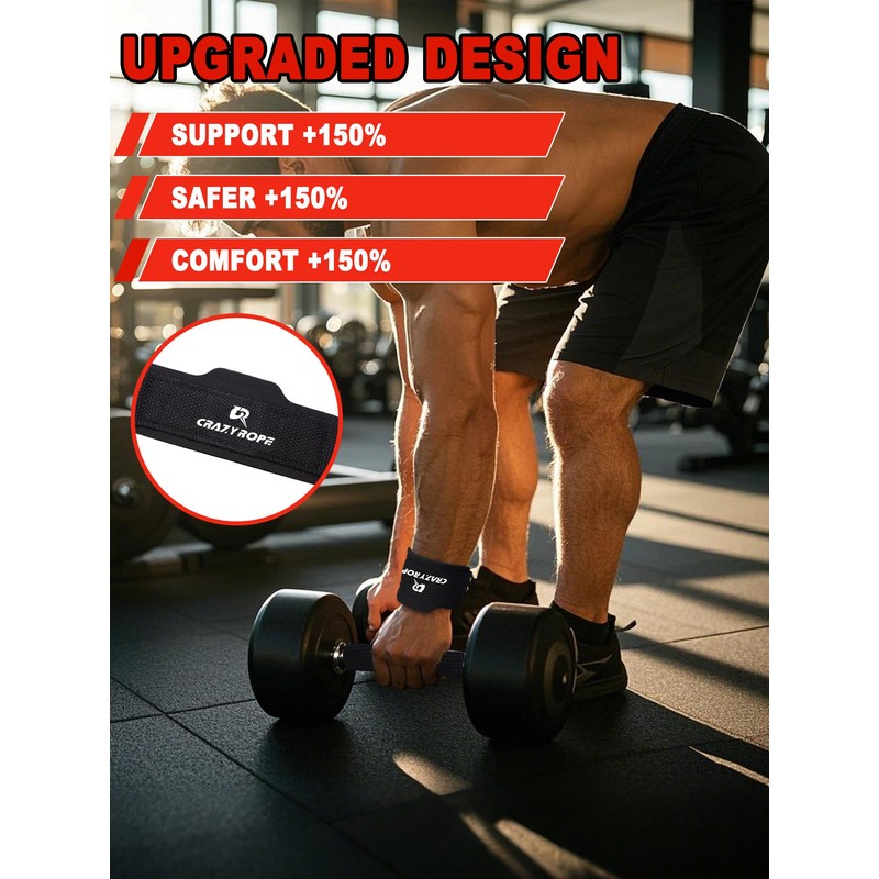 CRAZYROPE Weight Lifting Wrist Straps for Men Heavy Duty Training