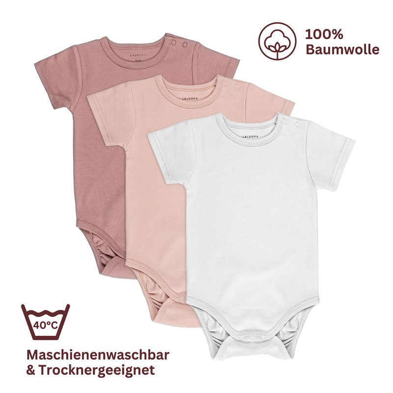 LaLoona Short-Sleeved Bodysuit Pack of 3 - Set of Baby