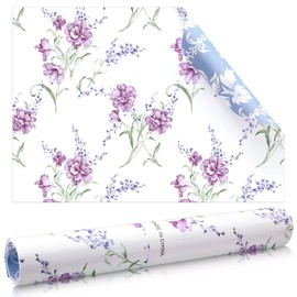 Geosar 10 Sheets Drawer Liners for Dresser Scented Drawer Liners Drawer Paper Liner Non Adhesive Scented Liners for Drawers Fragrant Drawer Liners for Home Shelf Closet(Purple Flower)