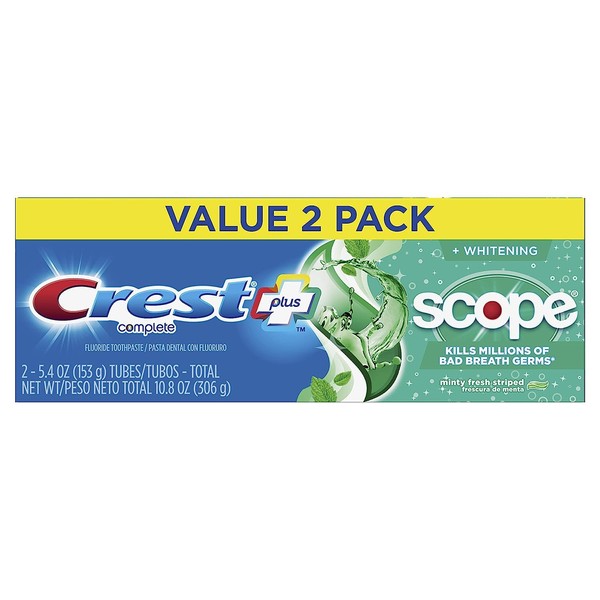 Crest Plus Scope Complete Whitening Toothpaste, Minty Fresh, 5.4 Oz