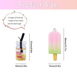 CONNECTION Set of 40 Charms Bubble Tea Bubble Tea Pendant Earrings Make Your Own Set Milk Tea Jewellery for DIY Bracelet Necklace Key Rings Jewellery Pendant Resin Jewellery Make Yourself, Plastic