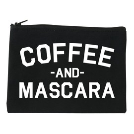 FASHIONISGREAT Coffee And Mascara Cosmetic Makeup Bag Black Large