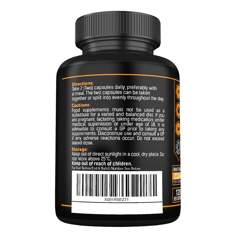 Organic Ashwagandha Capsules 1200mg - Boosted with 1000mg of Organic