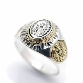 Silver One on Silver 925 Our Lady of Guadalupe Ring Men's [Many Sizes] Gold Gold Ring, Metal