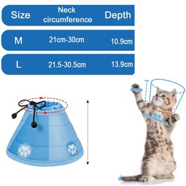Cat Recovery Collar, Protective Adjustable Pet Cone Collar for After Surgery, Comfortable Lightweight Elizabethan Collar for Cat Kitten Prevent from Licking Wounds (M)