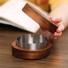 Wooden Ashtray With Stainless Steel Inner Box - Flameproof, Circular
