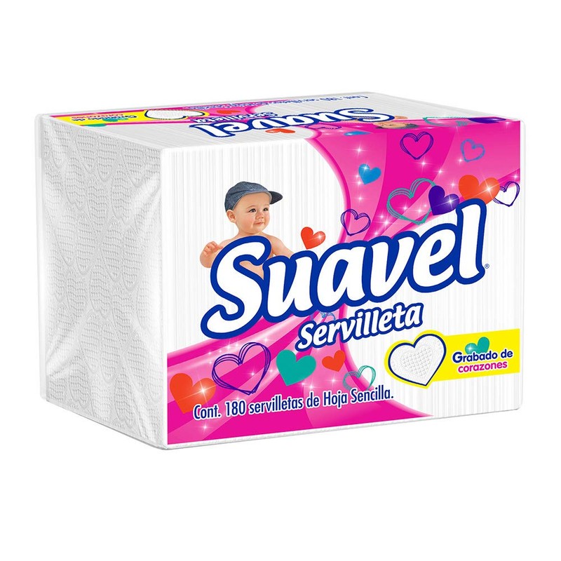 Suavel Servilleta, Paquete con 180 piezas de hoja sencilla