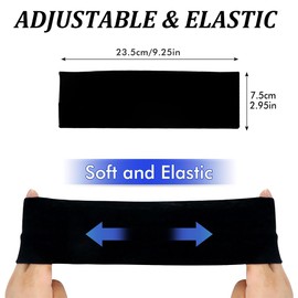 8cm Wide Black Headbands for Women Men, 2pack Fashion Head Bands for Women's Hair, Soft Fabric Stretchy Hair Bands for Makeup, Yoga, Running, Cycling, Gym(Black+Grey)