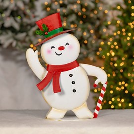 Zaer Ltd. Set of 2 Friendly Metal Snowmen Figurines "Icy & Icesis"