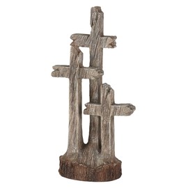Dicksons Three Crosses Natural Brown 8 x 4 Resin Stone Collectible Tabletop Figurine