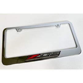 Eurosport Daytona- Compatible with 2014-2019, Corvette C7 Z06 Supercharged Logo Chrome License Plate Frame
