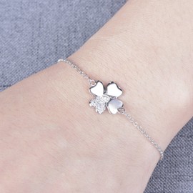 YL Jewellery for Women and Girls - Sterling Silver White Gold-Plated Cubic Zirconia Bracelet for Women, 18 - 20 cm, Silver