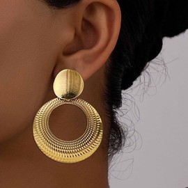 Inilbran Boho Große Kreis Ohrringe Goldscheibe Münze Ohrstecker Ohrringe Großen Kreis Baumeln Reif Ohrringe Gehämmert Kreis Ohrringe Geometrischen Kreis Reif Ohrringe Für Frauen