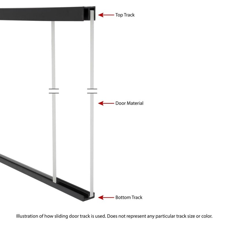 3/4" Panel Sliding Door Track - 48" Black Plastic Upper