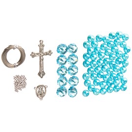 Linpeng Crystal & Pearl Beads Rosary DIY Kit, Turquoise Blue