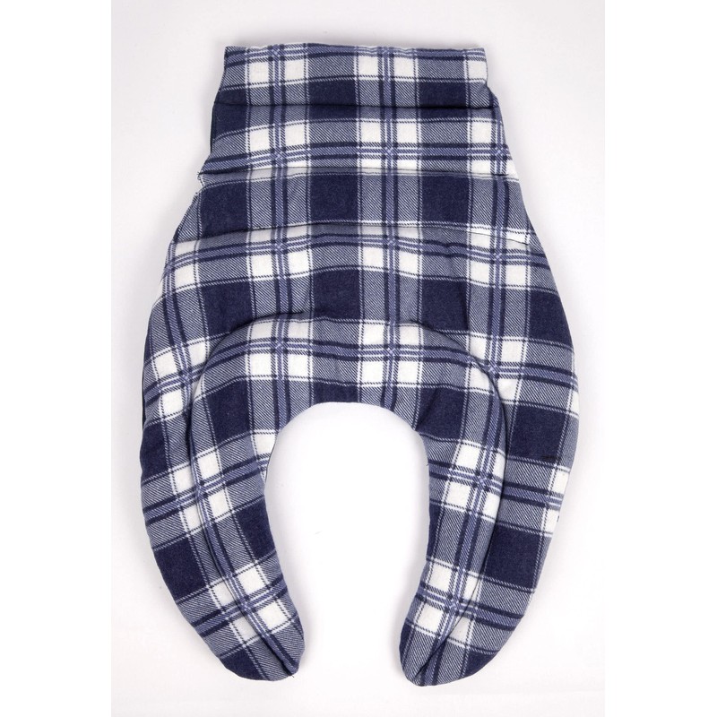 Neck Pillow with Back Panel Flannel Checked Blue Cherry Stone