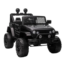 Aosom 12V Kids Ride On Truck with Parent Remote Control, Battery Powered Electric Car with Spring Suspension, Adjustable Speed, LED Lights and Horn - Color: Black