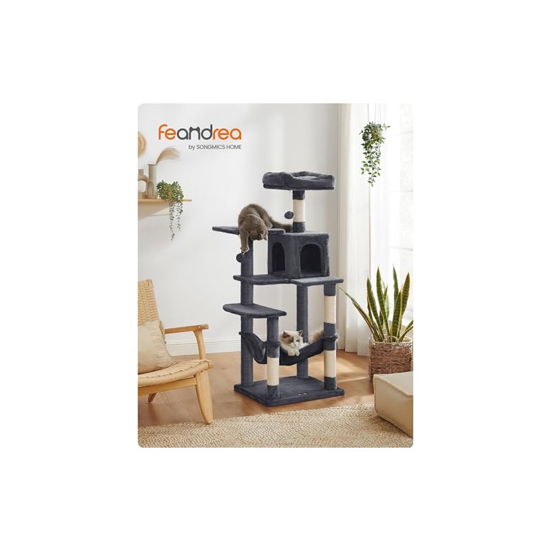 Feandrea Árbol para Gatos, Altura 137.7 cm, 4 Postes, 2