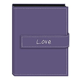 Pioneer Photo Albums 36-Pocket 4 by 6-Inch Embroidered Love Strap Sewn Leatherette Cover Photo Album, Mini, Lavender