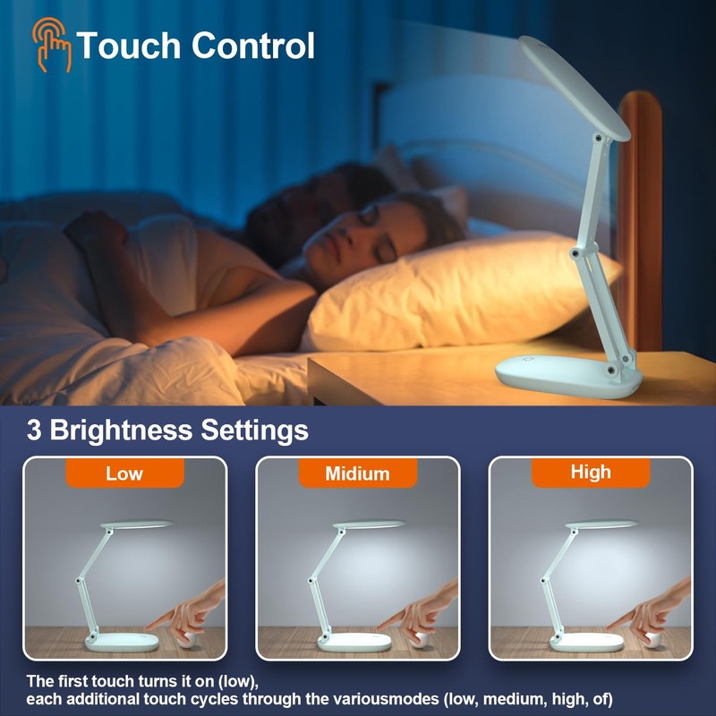 Akejrym LED Desk Lamp for Office Home & Battery Operated