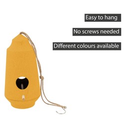 Point-Virgule Nesting Boxes for Birds, Bird House for Hanging, Made of Bamboo Fibres, Ochre Yellow, Diameter 15 cm, Height 28 cm