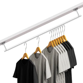Wonderjune Closet Rail Hanging Closet Rod Ceiling Clothes Rack Any Angle Hanging Rail Clothes Rod Wall Mount Sloped Ceiling Solutions for Attic Bedroom Under Stairs Storage (White)
