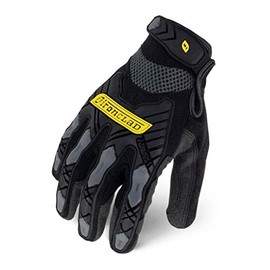 Ironclad - Guantes protectores de color negro medio con tecnología de control de visualización táctil, almohadillas para orejas reductoras antivibraciones, guantes de trabajo de impacto de seguridad