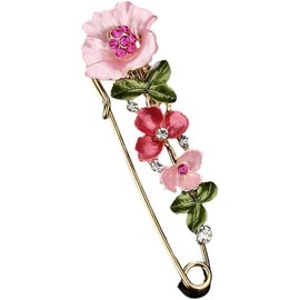 Flower Brooch Pins Sweater Shawl Brooch Anti Exposure Neckline Safety Pin Rhinestone Brooch Pins for Women Birthday Wedding Party Accessory Jewelry Present,1Piece