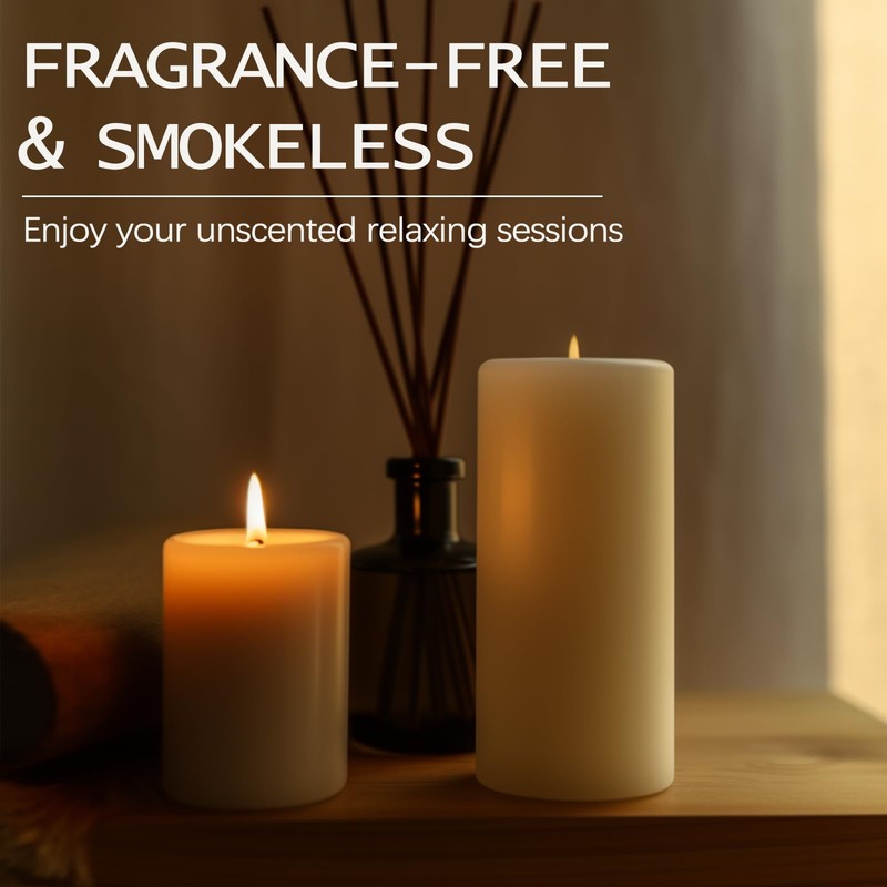 2.8x4 Pillar Candles Set of 6, Unscented Ivory Pillar Candles