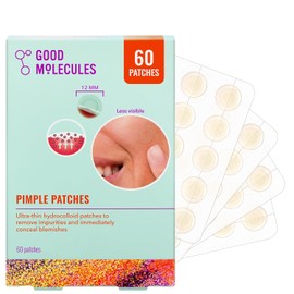 Good Molecules Pimple Patches for Face, 60 Pack – Ultra-Thin Hydrocolloid Acne & Zit Patches, Invisible Under Makeup, Clinically Tested Acne Spot Treatment