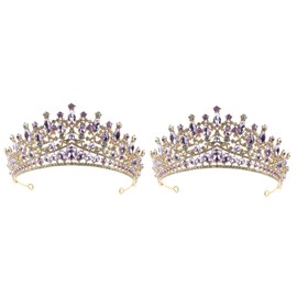Beavorty 2pcs Elegant Shiny Crown Headband Perfect Party Favor for Bride Wedding Party
