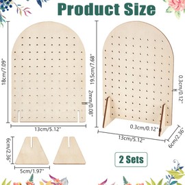 PH PandaHall 2PCS 116 Holes Wooden Earring Organizer Stand Pegboard Display Stands Ear Studs Display Holder Jewellery Rack Earring Showcase Board for Selling Necklace Earring Arch 18x13cm