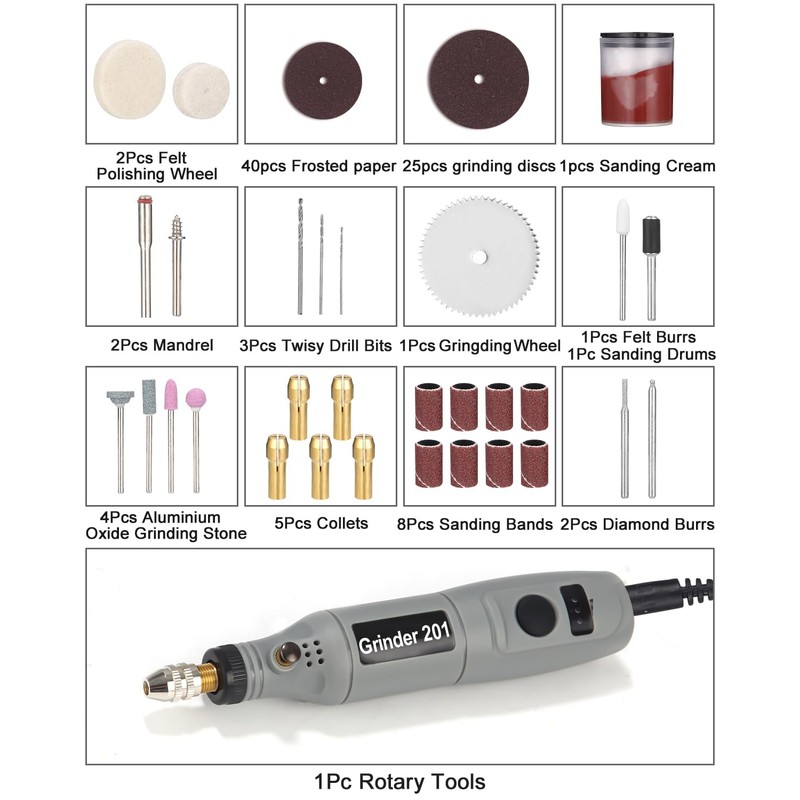 SOBEAU Multifunctional Rotary Tool Set with 95 Accessories, 3 Adjustable