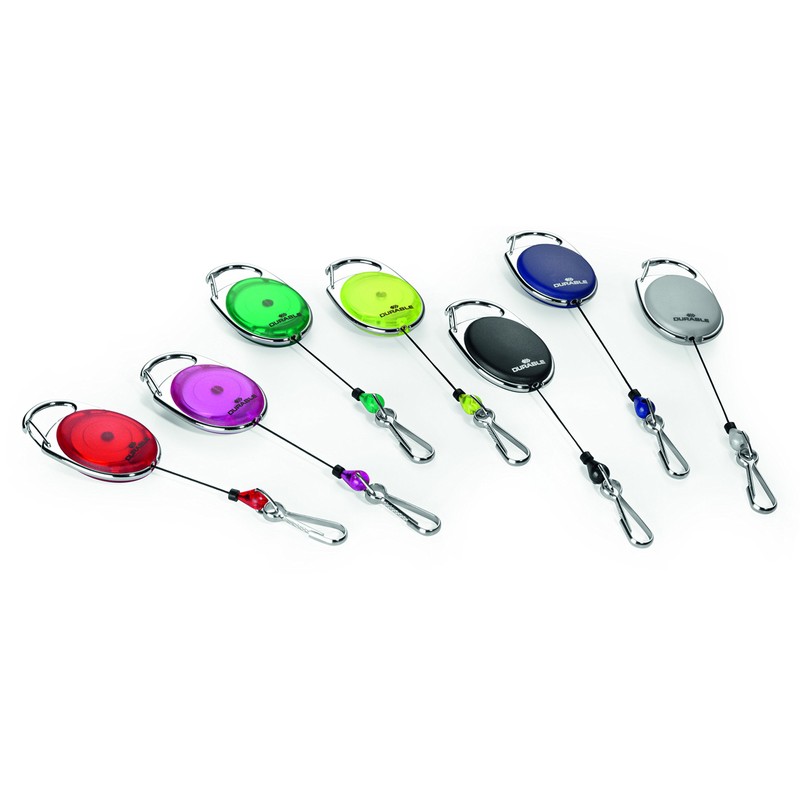 Durable yo-yo style badge holder with spring hook, Green