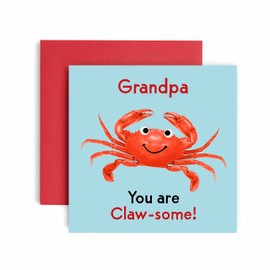 Huxters Birthday Cards for Men - Crab Claw Awesome Grandpa Birthday Card for him - Funny Fathers Day Card for Grandpa Fun Party Happy Birthday - 14.8cm (Grandpa)