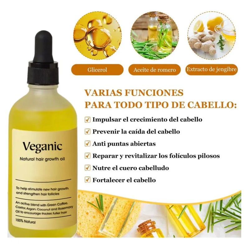 Sérum Veganic 60 Ml Aceite Anticaída Cabello Rizado